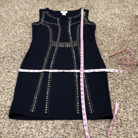 Carmen Marc Valvo Cocktail Dress Size Small Navy Blue Studded - Picture 8 of 8